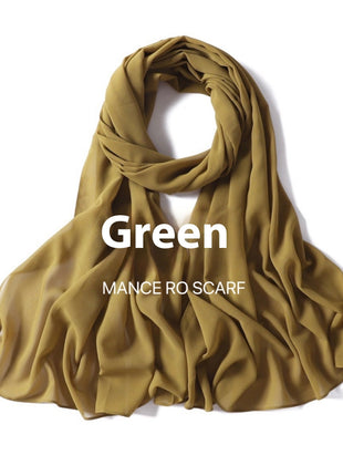 Pure Color Pearl Chiffon Scarf Headcloth Veil Chiffon Scarf