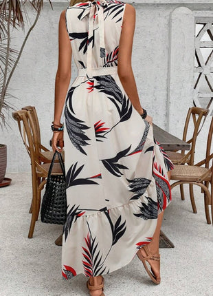 Plant Sleeveless Vacation Maxi Dress