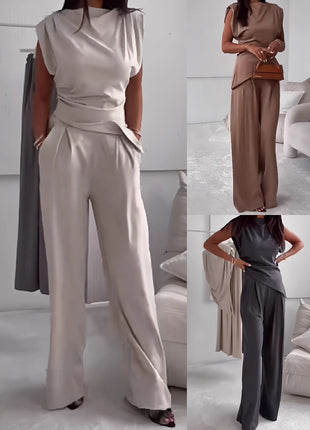 Sleeveless Top Long Pants Suit Set