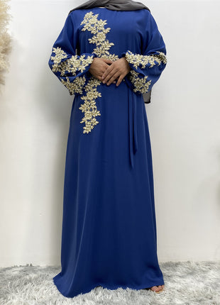 Ice Silk Lace Beaded Closed Abaya