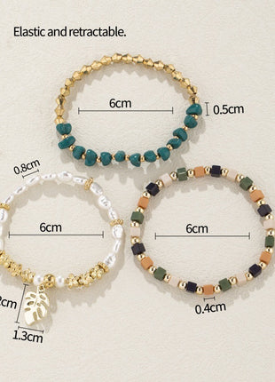 Vintage Pearl & Stone Leaf Pendant Bracelet