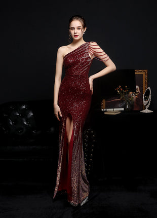 Party Evening Long Section Thin Toast Dress