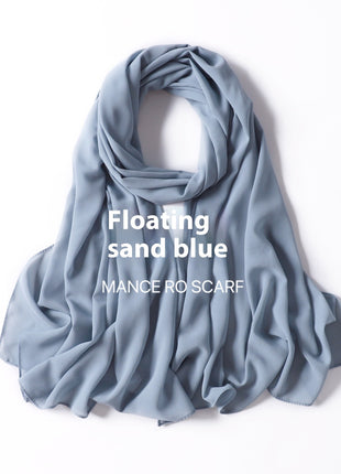 Pure Color Pearl Chiffon Scarf Headcloth Veil Chiffon Scarf