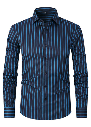 Men's Striped All-matching Ice Silk Long Sleeve Shirt