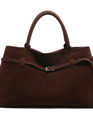 Solid Faux Suede Large Capacity Tote Bags