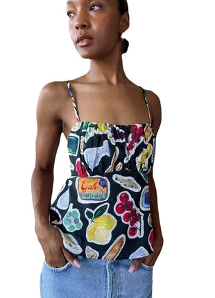 Contrast Backless Slim Fit Top