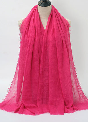 Pure Color Pleated Cotton Scarf Cotton And Linen Scarf