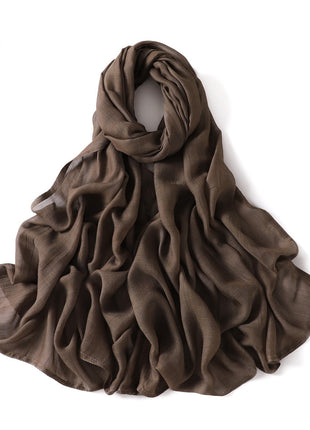Solid Color Wide-brimmed Cotton And Linen Monochrome Scarf Veil