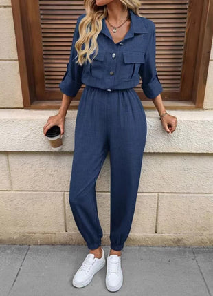 Long-sleeved Lapel Jumpsuit