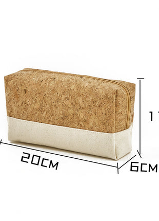 Wood Grain Travel Cotton Canvas Organizing Makeup Bag