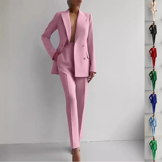 Business Suits Long Sleeve Single-breasted Jacket and Slim Fit Trousers