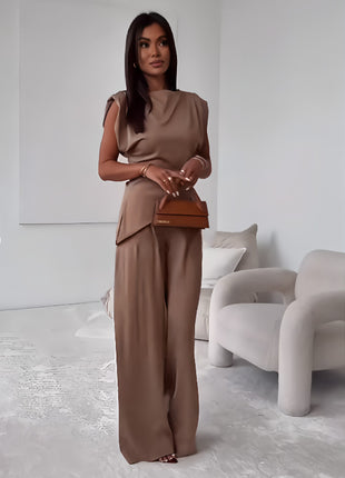 Sleeveless Top Long Pants Suit Set