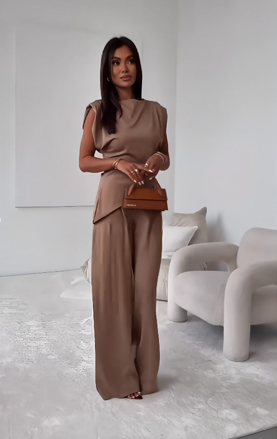 Sleeveless Top Long Pants Suit Set