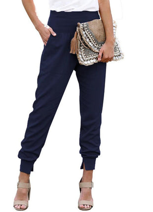High Waist Cropped Trousers with Slits