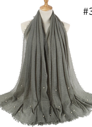 Cotton and linen crumpled monochrome scarf