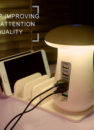 Mushroom Charging Dock Station LED Light Lamp 5-Port