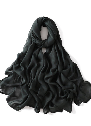 Solid Color Wide-brimmed Cotton And Linen Monochrome Scarf Veil