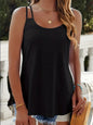 Eyelet Lettuce Trim Cami Casual Sleeveless Scoop Neck Versatile Top