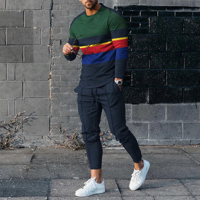Round Neck Long Sleeve T-shirt Trousers Set