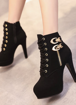 Zipper Ankle High Stiletto heels