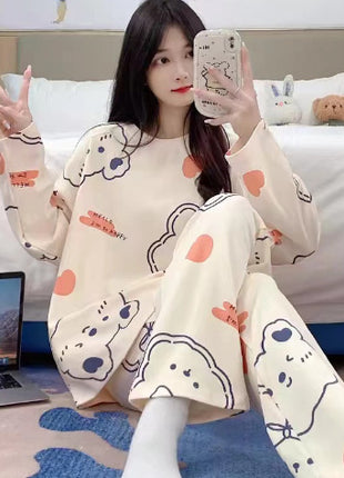 Long Sleeve Autumn Ins Two-piece Pyjamas Set