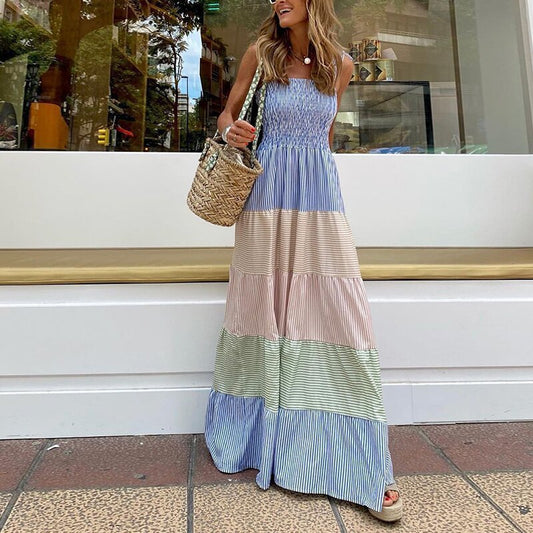 Casual Striped Slim Sleeveless Dress