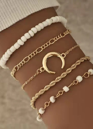 Moon Creative Rice Bead Bracelet Set 5 Piece