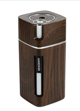 WoodGlow™ USB Ultrasonic Aroma Humidifier – Mini Mist Maker with LED Night Light