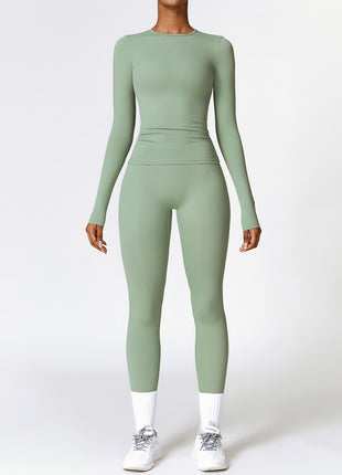 Tight-fitting Quick-drying Long Sleeve High Waist Leggings Set
