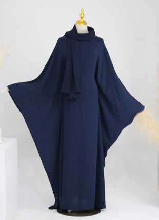 Waist-tight Batwing Sleeve Abaya with Headscarf