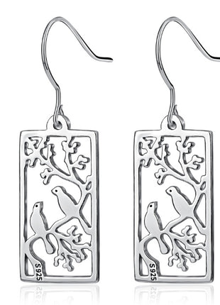 925 Silver Hollow Out Bird Earrings