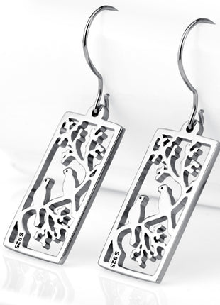 925 Silver Hollow Out Bird Earrings