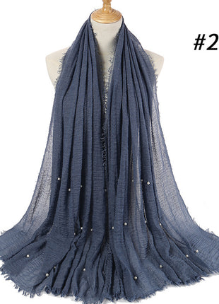 Cotton and linen crumpled monochrome scarf