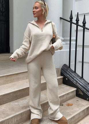 Lapel Blazer & Straight-Leg Pants Set