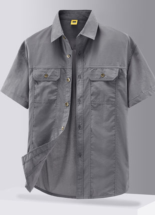 Casual Solid Color Workwear Shirt Men