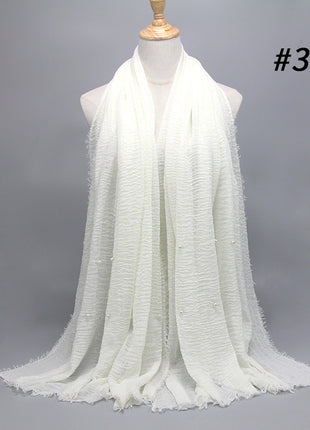 Cotton and linen crumpled monochrome scarf