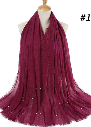 Cotton and linen crumpled monochrome scarf