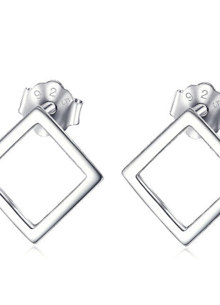 925 Sterling Silver Square Shape Earrings