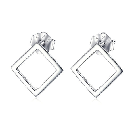 925 Sterling Silver Square Shape Earrings
