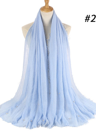 Cotton and linen crumpled monochrome scarf