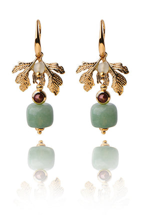 Green Apple 14k Gold Tree Leaf Earrings