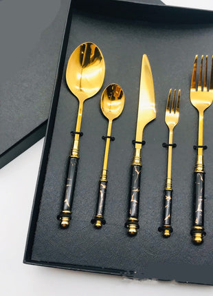 Stainless Steel Gilded Tableware Single Set