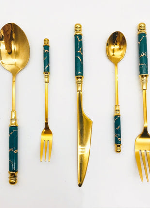Stainless Steel Gilded Tableware Single Set