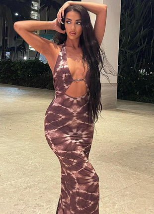 Hollow Scared Halter Neck Thin Buttocks Dress