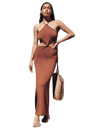 Knitted Halter Neck Strapless Dress