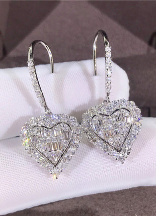 Huitan Cubic Zirconia Heart Earrings
