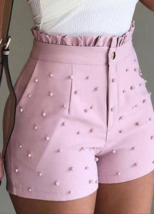 Tight-fitting High waist Beads Shorts