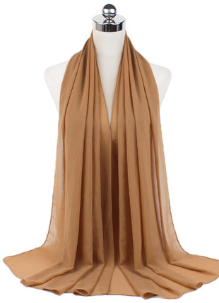 70x180 cm Monochrome Pearl Chiffon Hijab Scarf