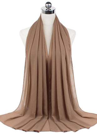 70x180 cm Monochrome Pearl Chiffon Hijab Scarf