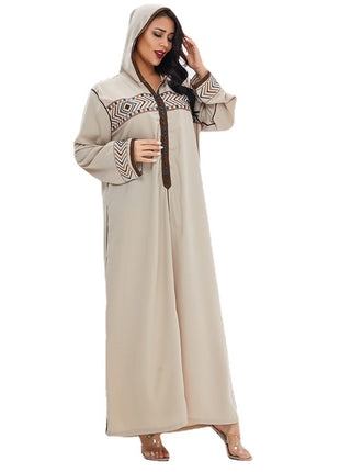 Rayon Woven Embroidery Hooded Dress